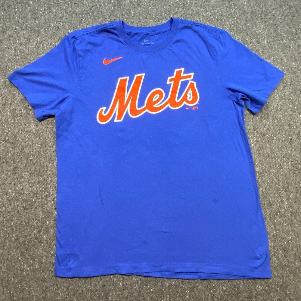 Nike New York Mets TShirt Sz L Mens Blue Sportswear Jacob deGrom 48 MLB Baseball